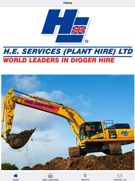 Tangkapan layar H.E. Services Plant Hire iPad 