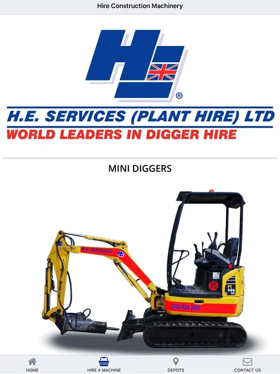 Tangkapan layar H.E. Services Plant Hire iPad 