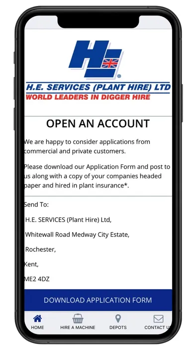 Tangkapan layar H.E. Services Plant Hire