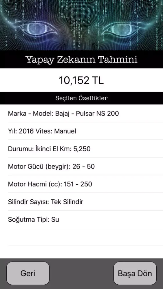 Captures d'écran de Motor Fiyat Tahmin İkinci El