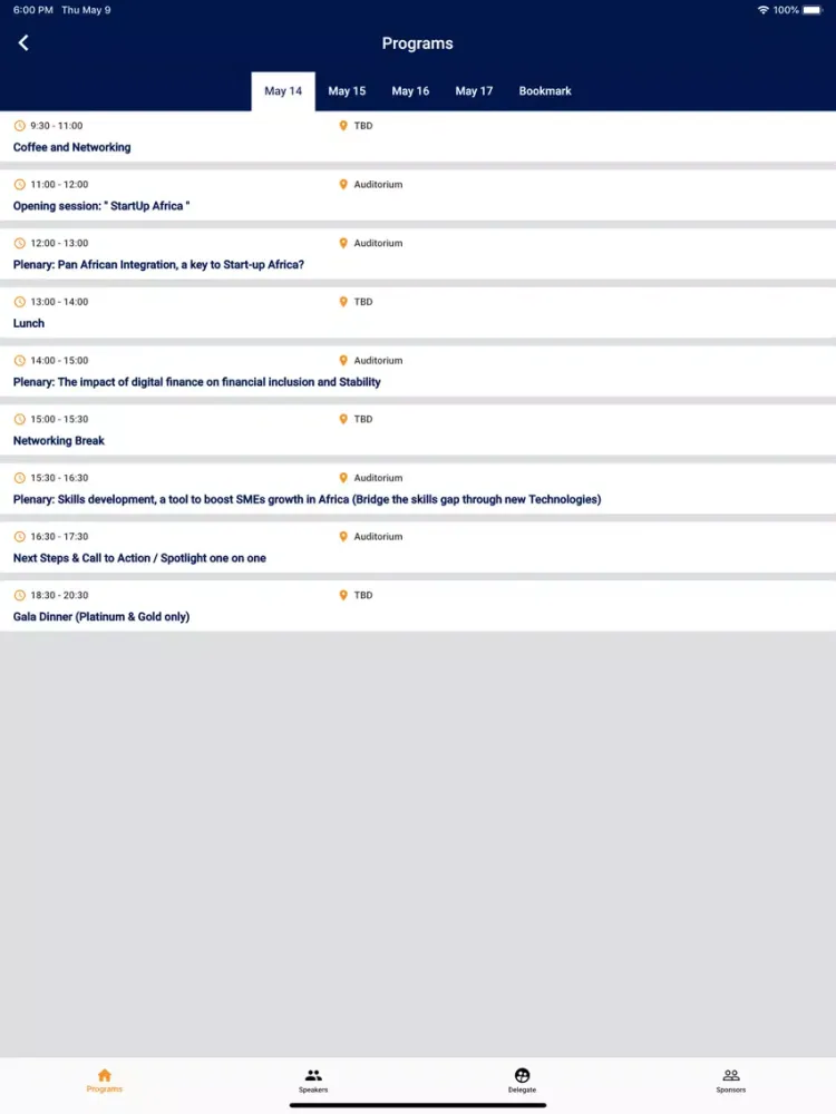 Tangkapan skrin Transform Africa Summit App iPad 