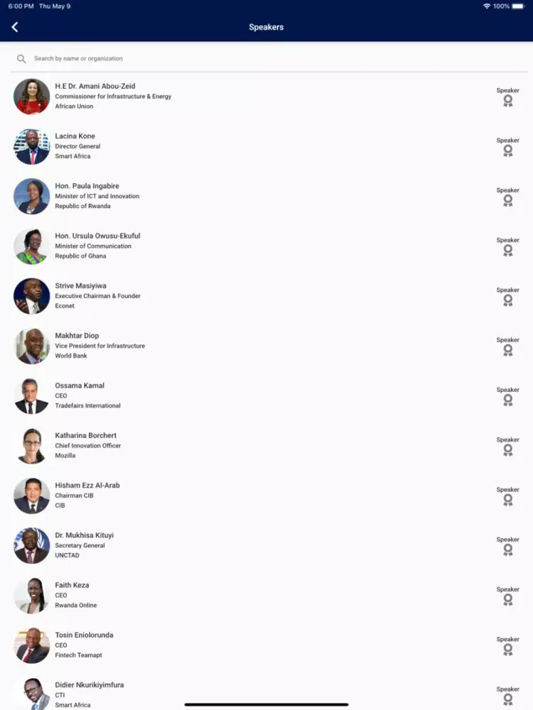 Tangkapan skrin Transform Africa Summit App iPad 