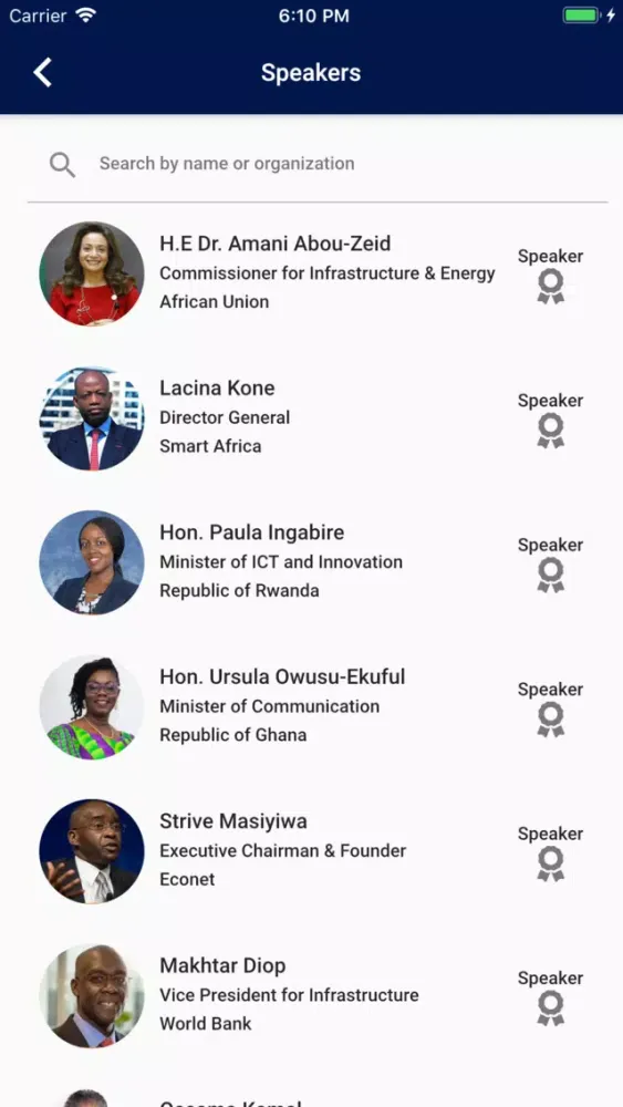 Tangkapan skrin Transform Africa Summit App