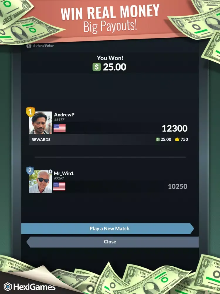 5-Hand Poker: Real Money Game iPad 應用截圖