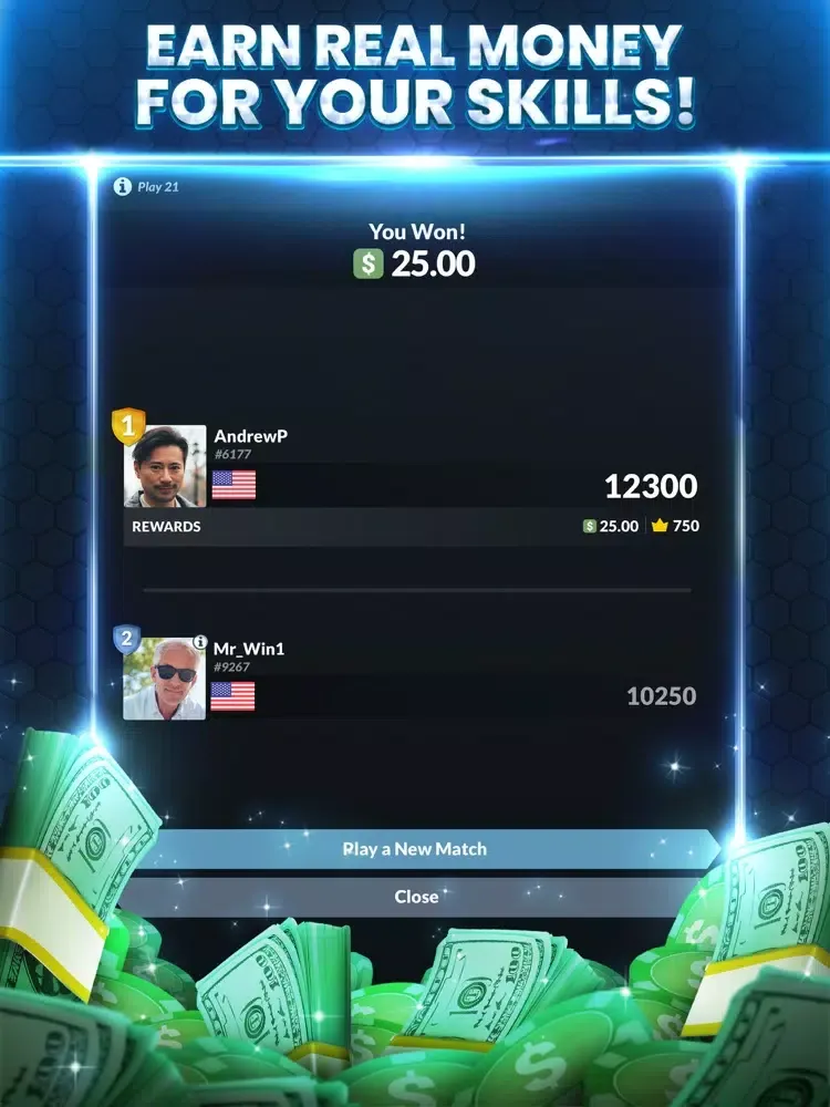 Play 21 - Real Money Card Game iPad 應用截圖