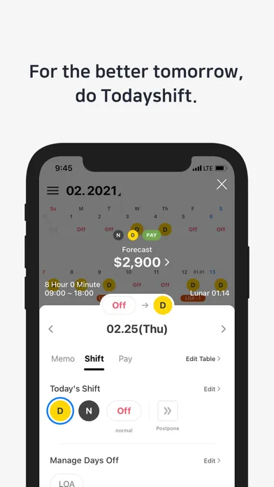 Today's Shift Screenshots