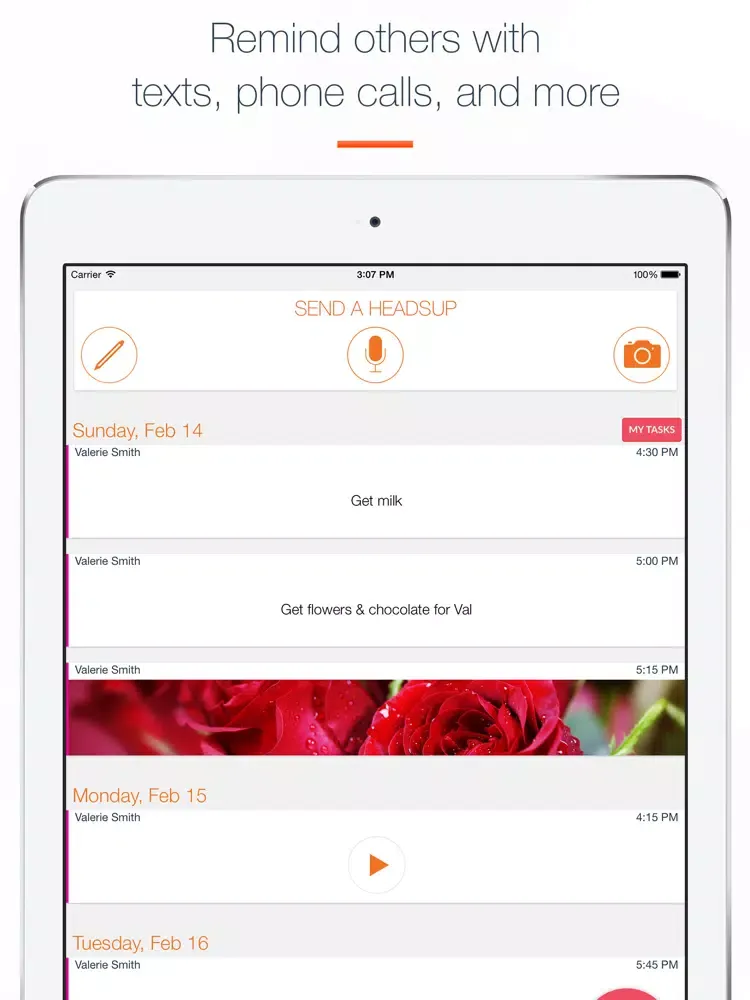 Hey HeadsUp: Reminding Others iPad  Screenshots
