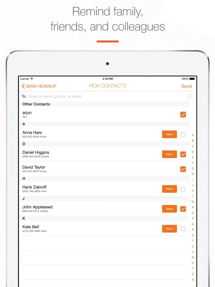 Hey HeadsUp: Reminding Others iPad  Screenshots