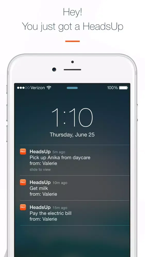 Hey HeadsUp: Reminding Others Screenshots
