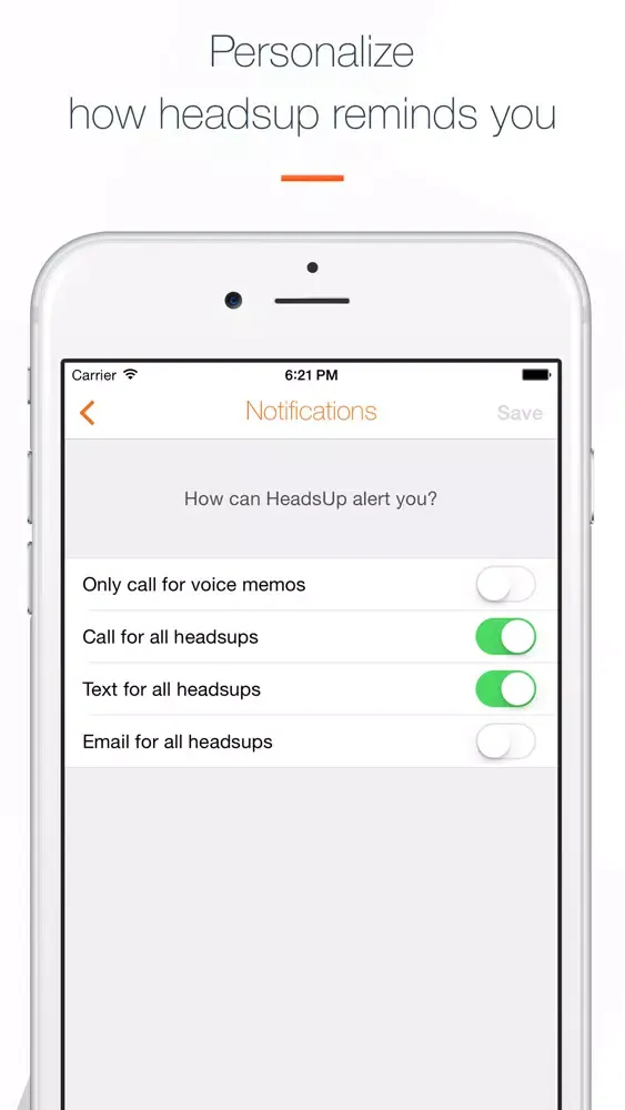 Hey HeadsUp: Reminding Others Screenshots