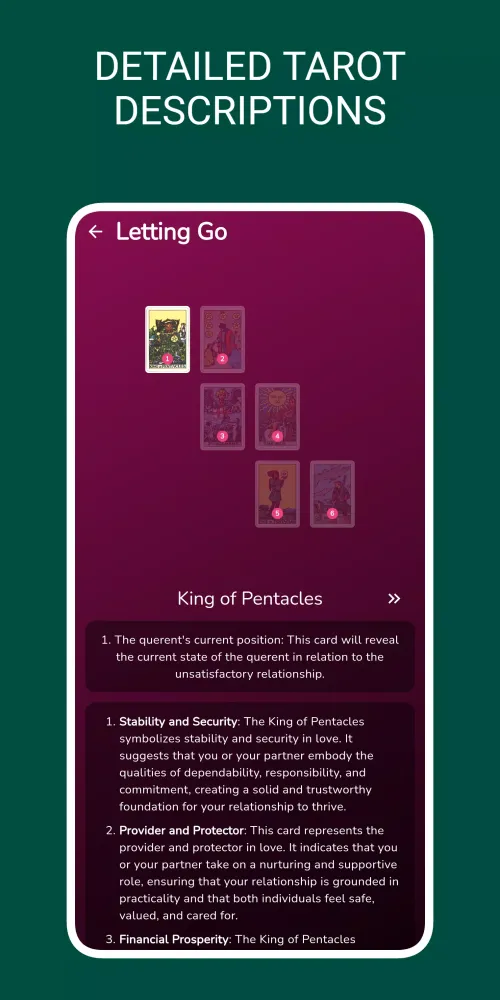 Screenshot di Love tarot reading, tarot card