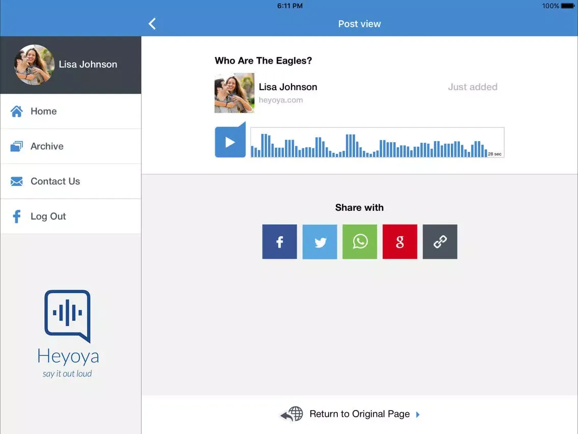 Zrzuty ekranu Heyoya - Voice Comments iPad 