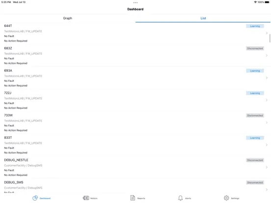 Tangkapan layar Hiberi Predictive Motors iPad 