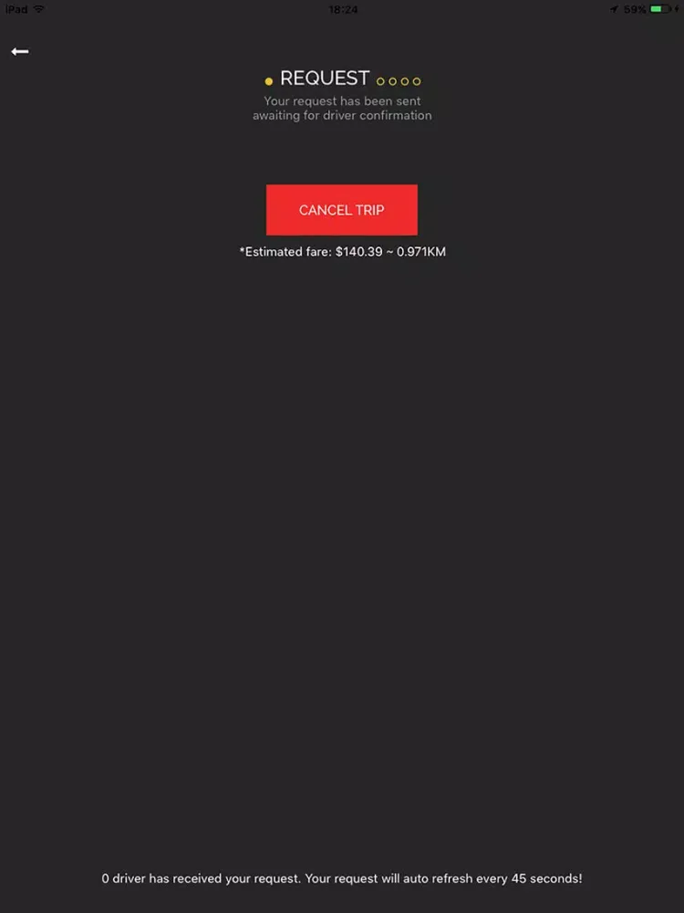 Tangkapan layar HiCom Taxi iPad 