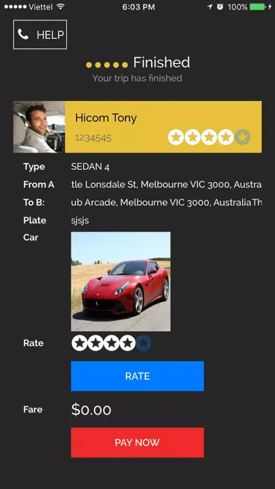 Tangkapan layar HiCom Taxi