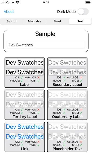 Dev Swatches Screenshots