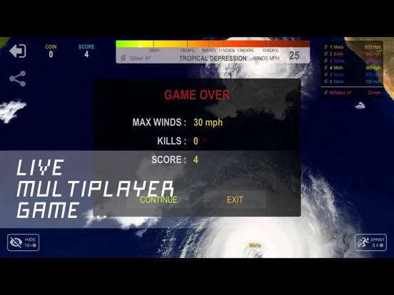 ภาพหน้าจอของ Hurricane.io iPad 