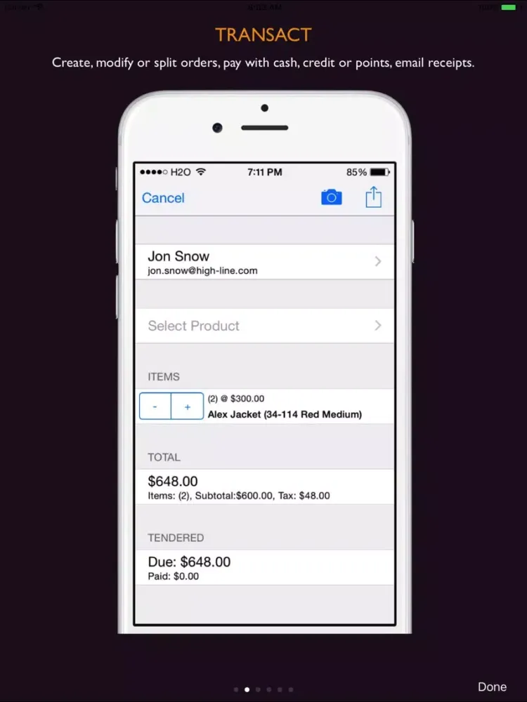 Highline Point of Sale (POS) iPad  Ekran Görüntüleri