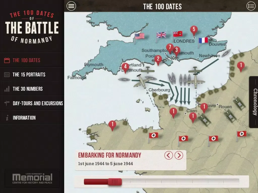 Zrzuty ekranu The 100 Dates of the battle of Normandy iPad 