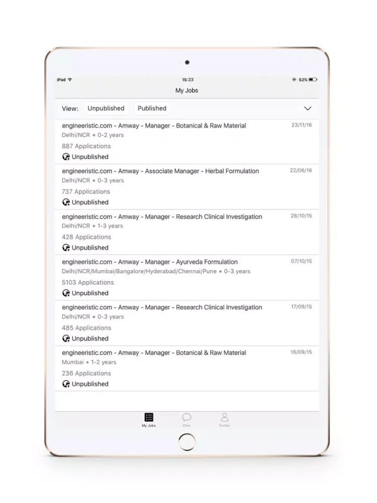engineeristic Recruiter iPad  Ekran Görüntüleri