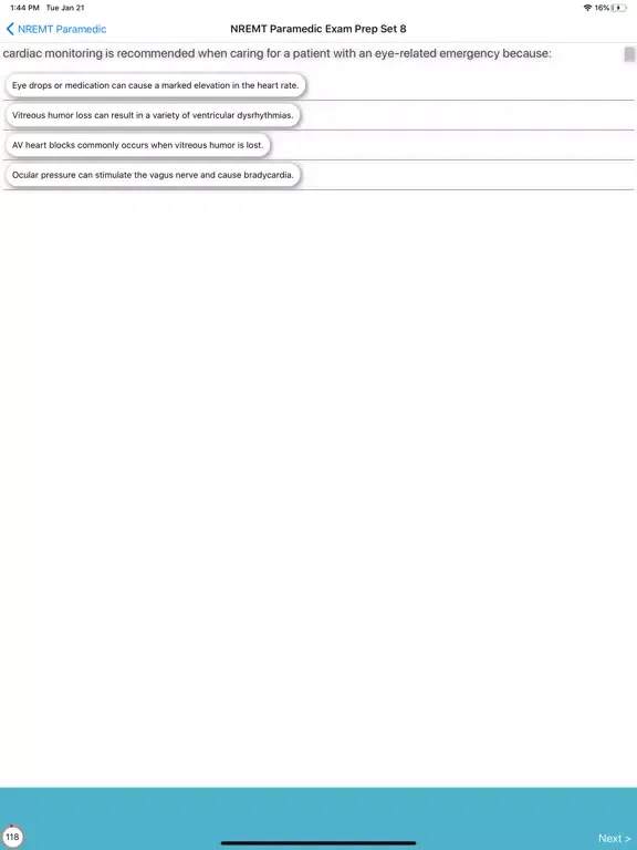 Capturas de tela do NREMT Paramedic Exam Review iPad 