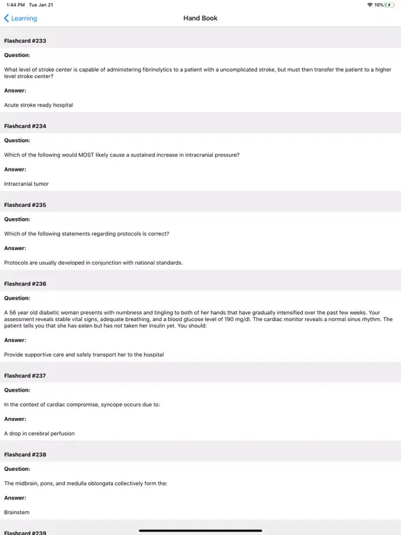 Capturas de tela do NREMT Paramedic Exam Review iPad 