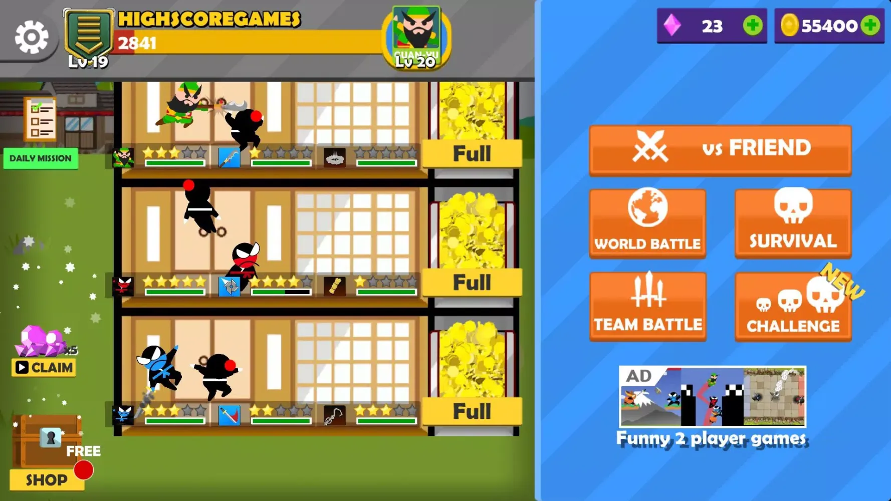 Capturas de tela do Jumping Ninja Battle 2 Player
