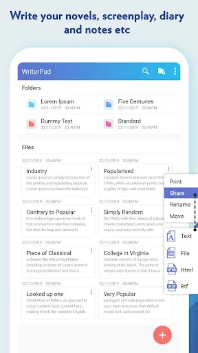 WriterPad – Write Novels, Scre Ekran Görüntüleri
