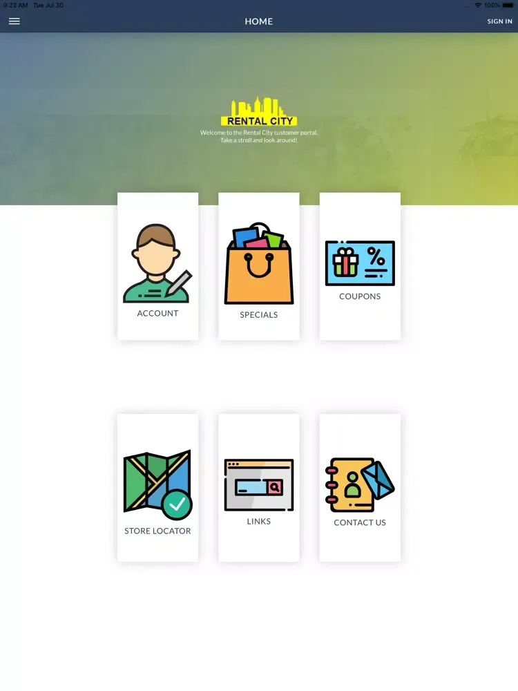Rental City Customer Portal iPad  Screenshots