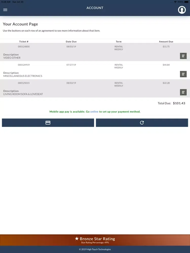 Rental City Customer Portal iPad  Screenshots