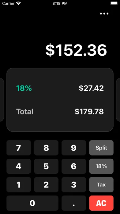 ภาพหน้าจอของ Calc: Tip Calculator