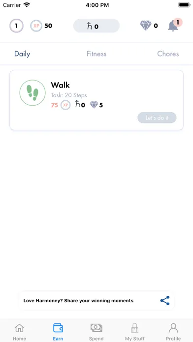 Capturas de tela do Harmoney Digital Wallet