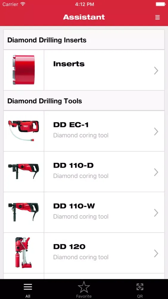 Tangkapan skrin Hilti Assistant