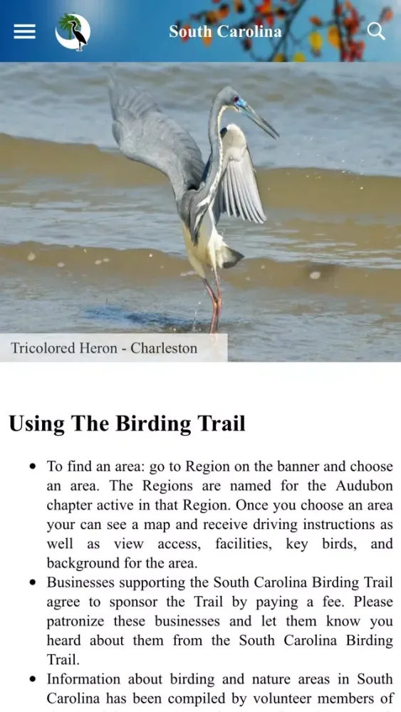 South Carolina Birding Trail Screenshots