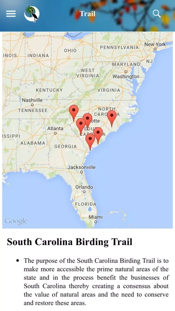 South Carolina Birding Trail Screenshots