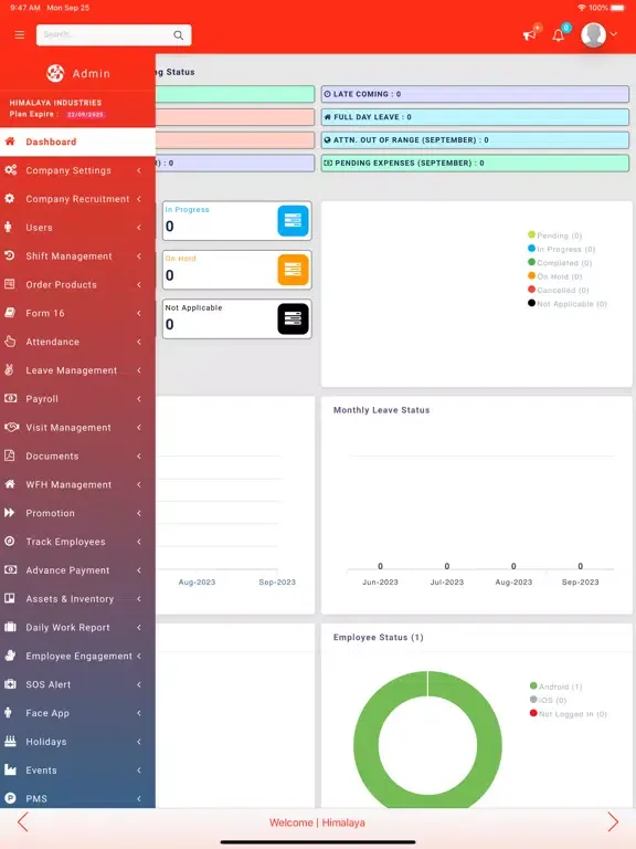 Captures d'écran de HIMALAYA INDUSTRIES Admin App iPad 