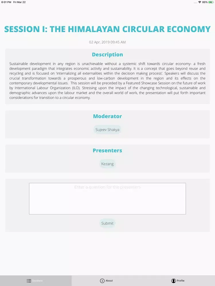 Ảnh chụp màn hình của Himalayan Consensus Summit iPad 