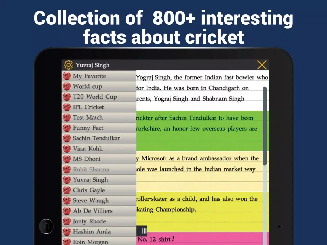 Скриншоты Cricket facts iPad 