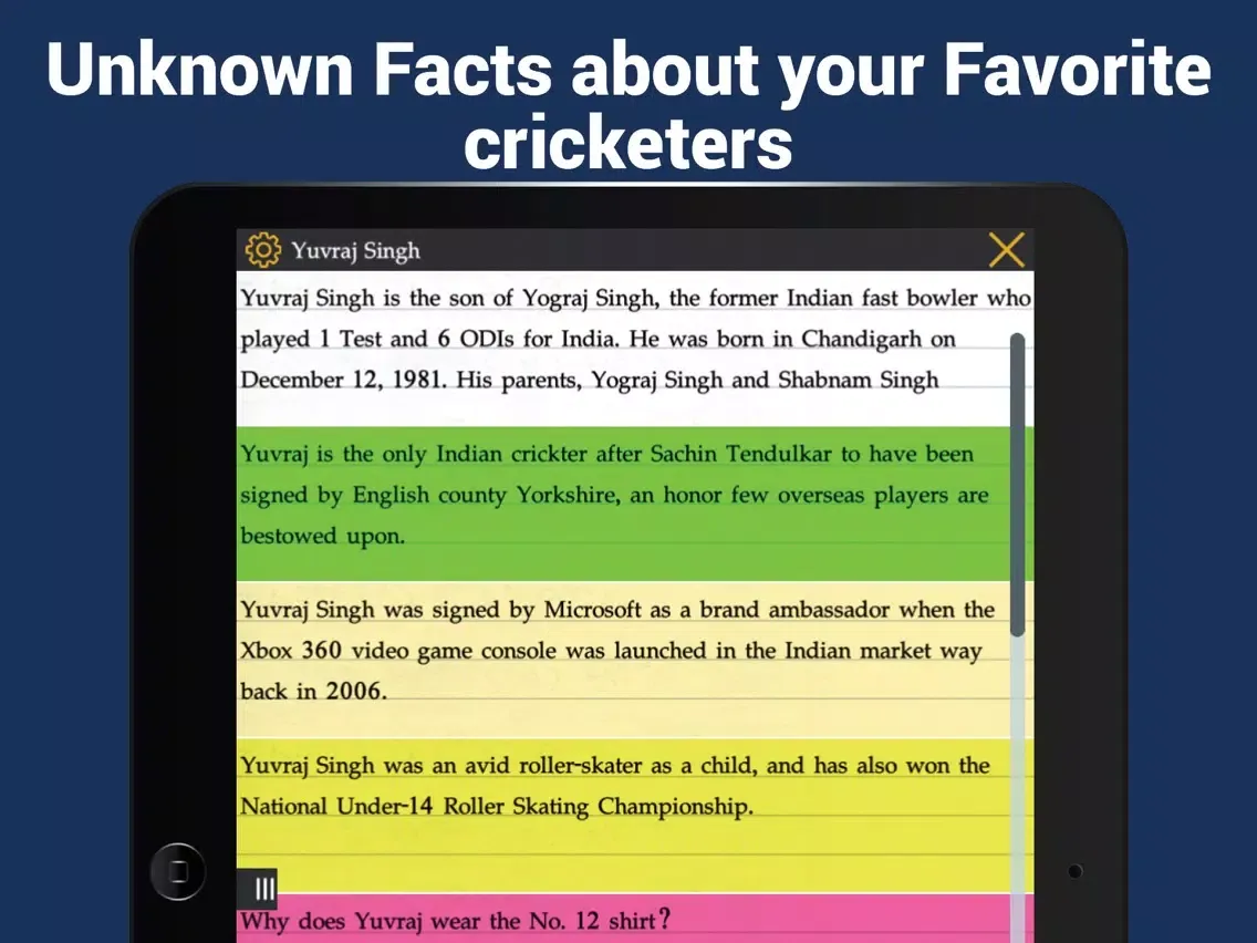 Скриншоты Cricket facts iPad 