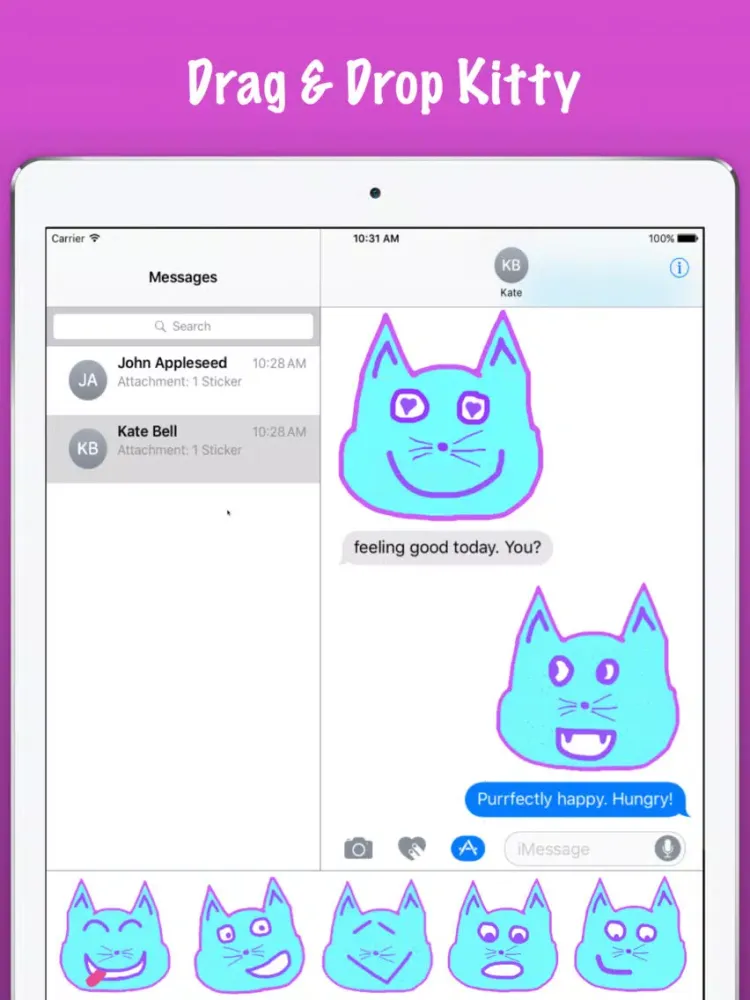 Tangkapan layar Emoji Kitty - Animated Cat Emojis Stickers iPad 