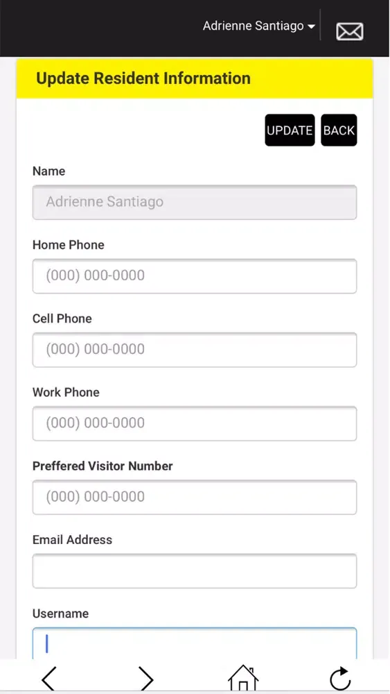 Tangkapan layar NINES Resident Portal