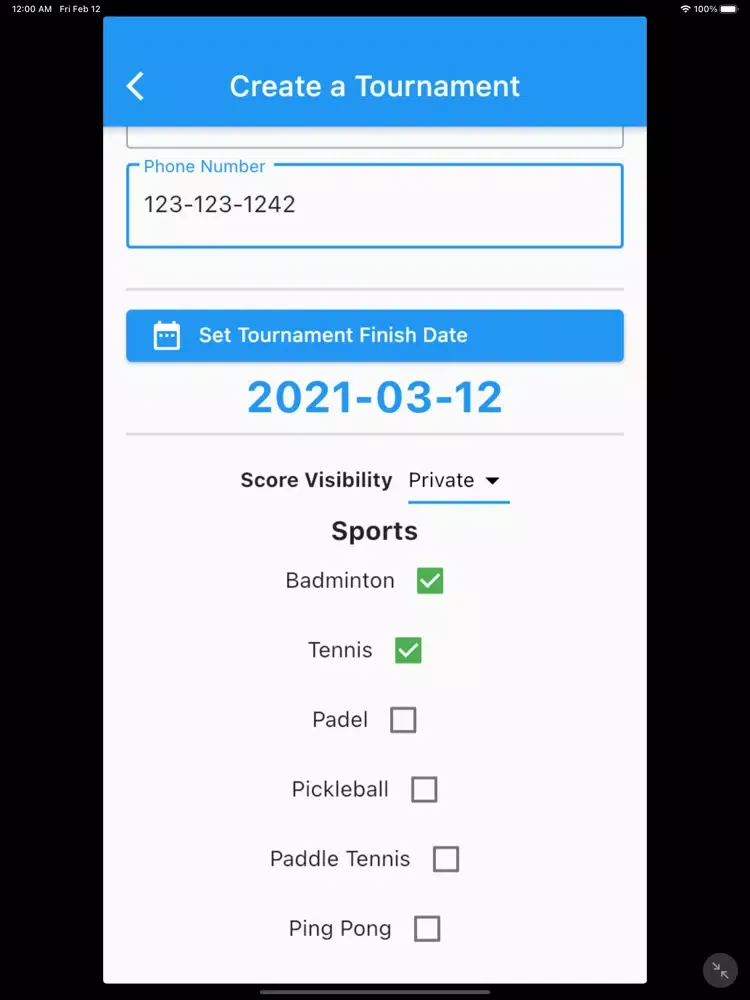 Tangkapan layar Racascore iPad 