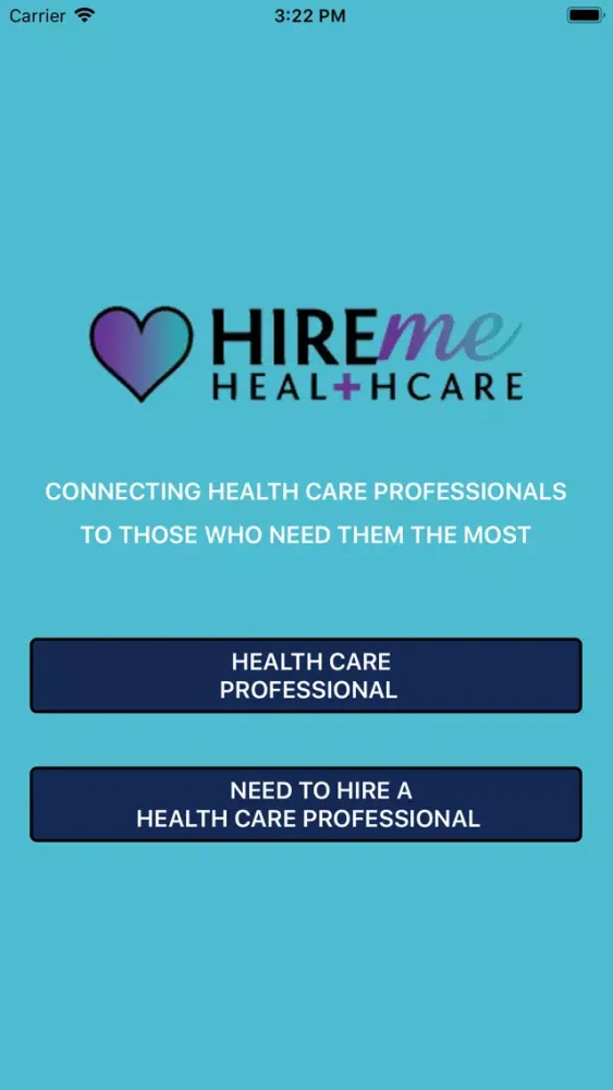 Tangkapan layar HireMe Healthcare App