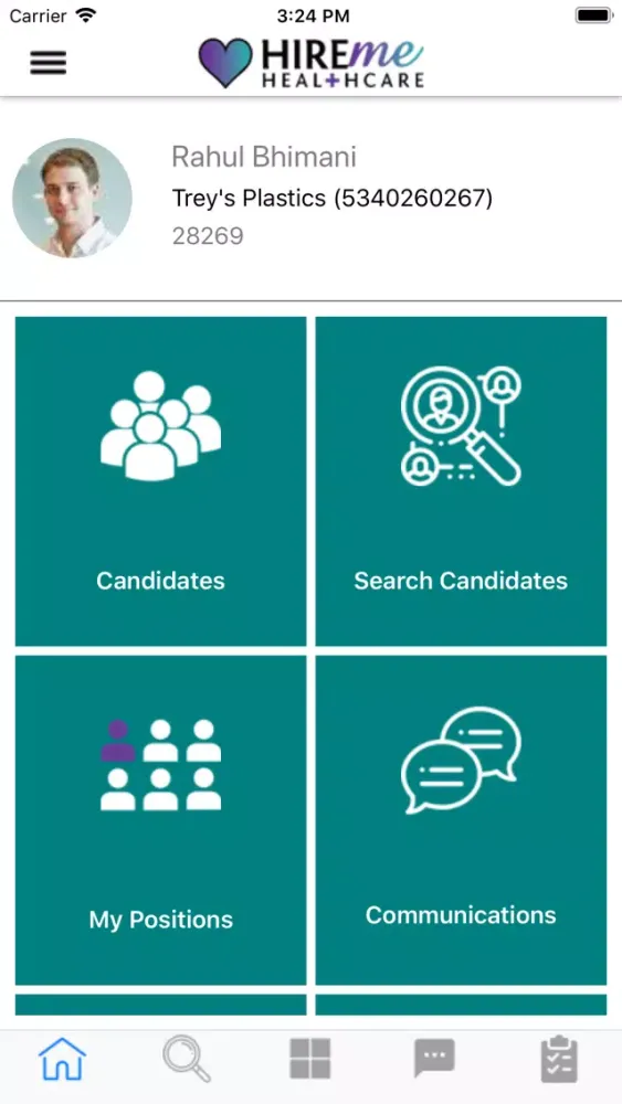 Tangkapan layar HireMe Healthcare App
