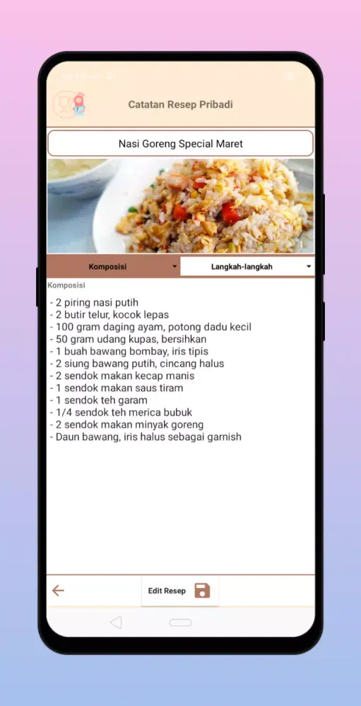Screenshot di Personal Food Recipe Notes