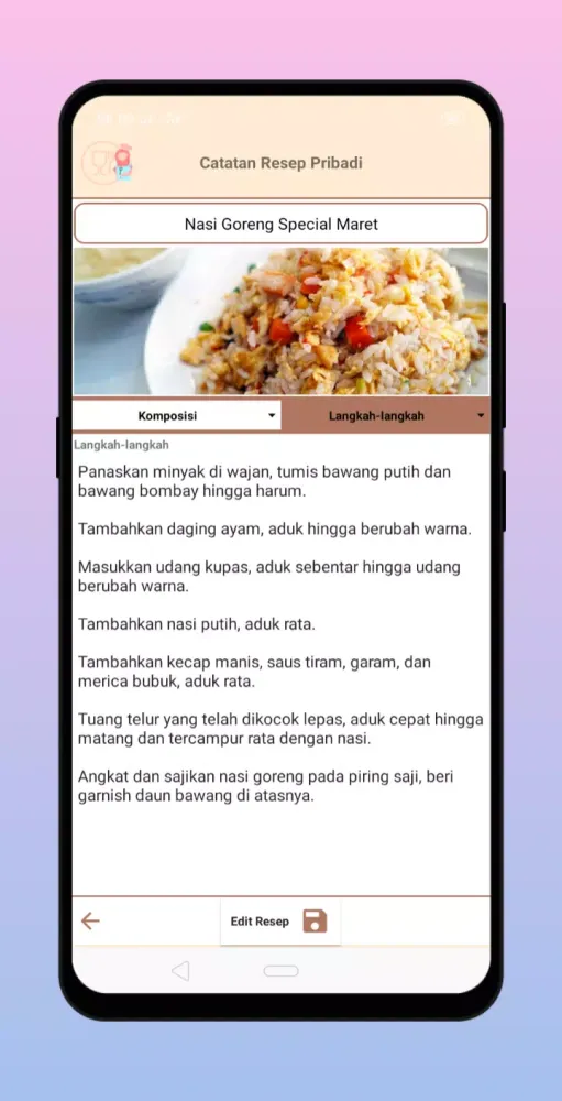 Screenshot di Personal Food Recipe Notes