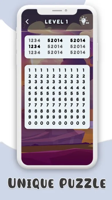 Tangkapan layar Number Search Puzzle