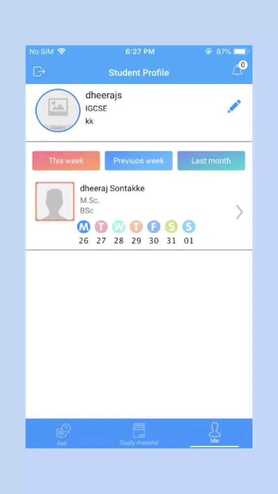 Capturas de tela do IGCSE-IB-AP