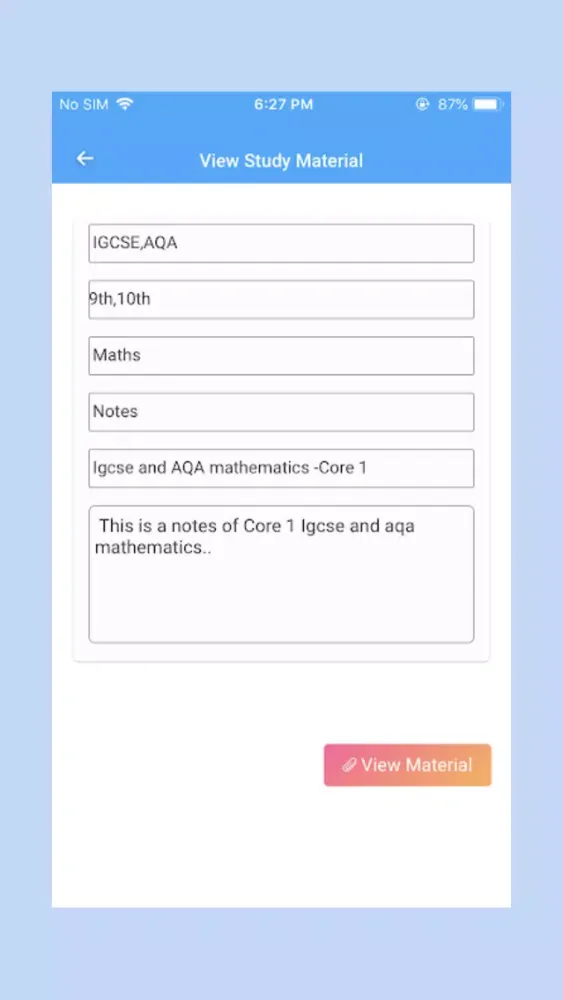 Capturas de tela do IGCSE-IB-AP