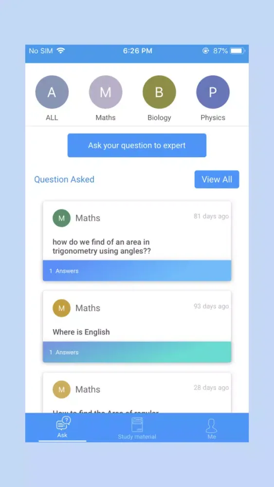 Capturas de tela do IGCSE-IB-AP